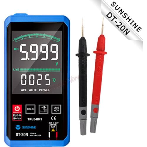 Multimeter DT-20N Touch multimeter 3.2-inch LCD HD display AC DC Temperature display diode FireWire Frequency TEST Original 100