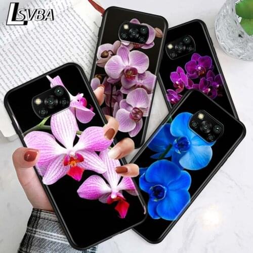 Orchid Flowers for Xiaomi Poco X3 NFC X2 M3 M2 F2 F3 Pro C3 F1 A2 Lite Mix3 Play Silicone Soft Black Phone Case