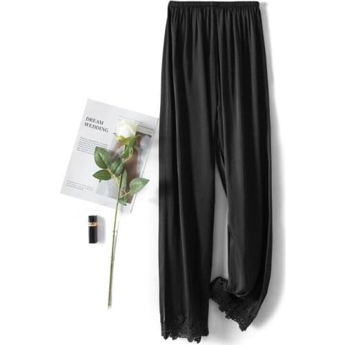 Sleep Bottoms Home Wear Pijamas Sleepwear Lace Women Elastic Waist Pajamas Long Pants Lingerie Nightwear Lounge Trousers