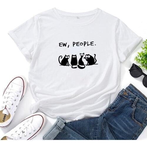 EW,PEOPLE. Cute T-shirt women O-neck cotton loose women t shirt Summer fashion casual short sleeve camisetas mujer