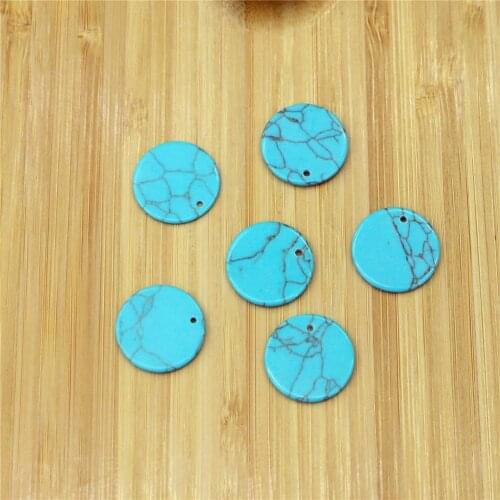 Wholesale 100 pieces of natural turquoises round unilateral hole material bag DIY hand to hold earrings pendant accessories