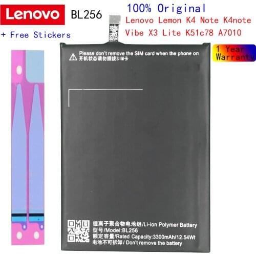 Original Real 3300mAh BL256 Battery For Lenovo Lemon K4 Note K4note X3 Lite K51c78 A7010
