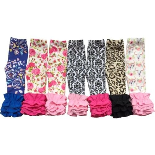 Fall Winter cotton icing ruffle Leggings Soft plain new colors Kids baby Girls Boutique Pants Girls Ruffle Pants Mardi Gras
