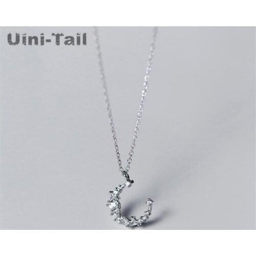 Uini-Tail new 925 sterling silver curved moon necklace temperament simple wild female Korean version of accessories wholesale