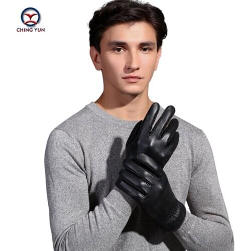 New Winter man Operate the phone genuine leather gloves black male warm soft sheepskin High-grade gloves men leather mittens