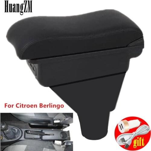For Citroen Berlingo armrest box central Store content box with cup holder ashtray with USB interface