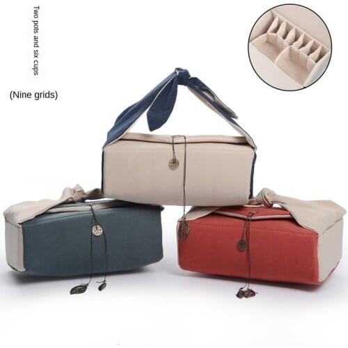 Portable Tea Set Storage Bag For Outdoor Activities Cotton Tea Cozies 2 Teapots 6 Cups Hand Bag For Travel Tea Accessories ZH560