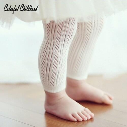Colorful Childhood Baby Girls leggings Little girls knitted hollow grid pants for Children Clothing 0-4T for toddler clothes
