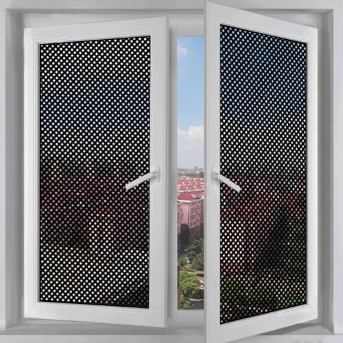 Self-adhesive Mesh Window Film Black White Sun Window Stickers Light Stickers Privacy Room Darkening Office Window Glass Sticker