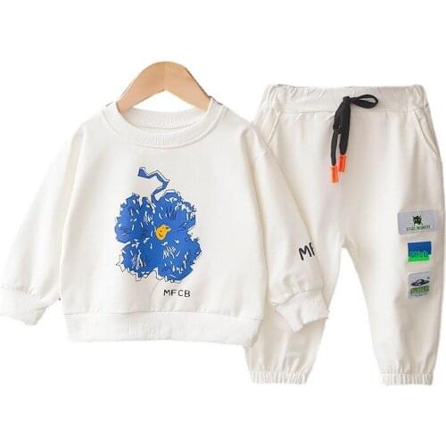 Spring Autumn Kids Print Costume Boy Baby Girl Letter T-shirt Pants 2Pcs/sets Toddler Casual Clothes Children Fashion Tracksuits