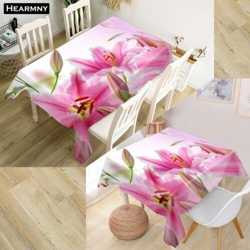 Customize 3D Tablecloth Lilies Flower Oxford Cloth Dust-proof Rectangular Table Cover For Party Home Decor 100X140cm