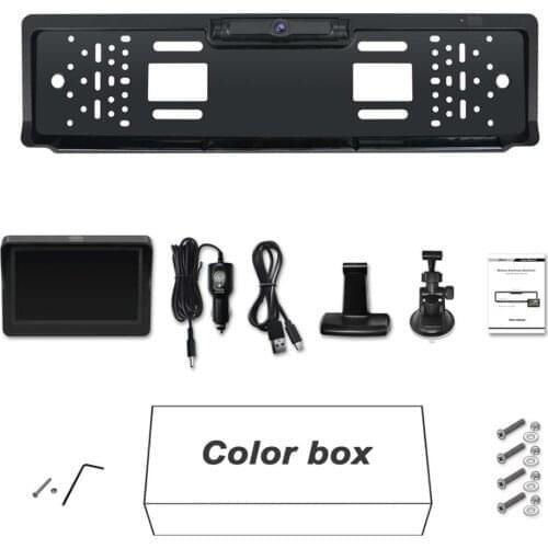 Solar Wireless Backup Camera Digital Signal 4.3" Monitor For Car Truck License Plate Frame Car Reverse Camera Waterproof