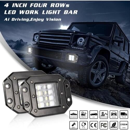80W 12v Led Work Light Bar 6000k White Spotlight Flush Mount For Offroad Truck For Jeeps Trucks SUV ATV Car Motorcycle Car Light
