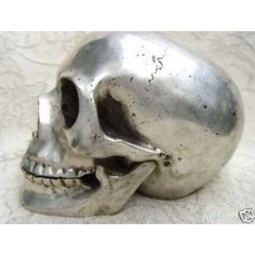 Tibetan collectable Tibet silver skull framework statue decoration white statues sculpture for home modern Arts