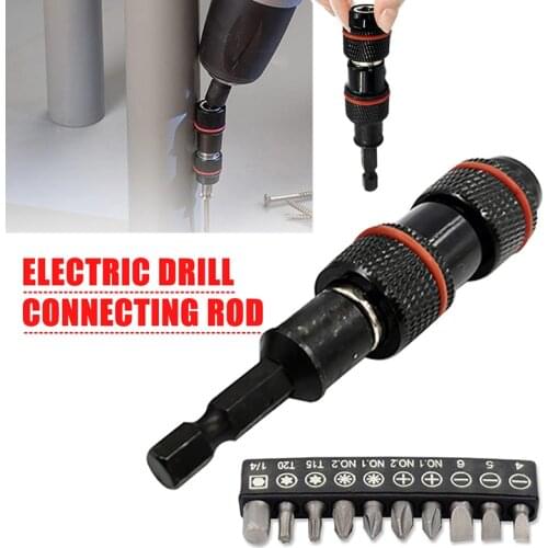 Chuck Angle Magnetic Pivot Bit Holder Adapter Multi-Dunction Electric Drill Connecting Rod 1/4 "Hex Magnetic Ring Screw Drill