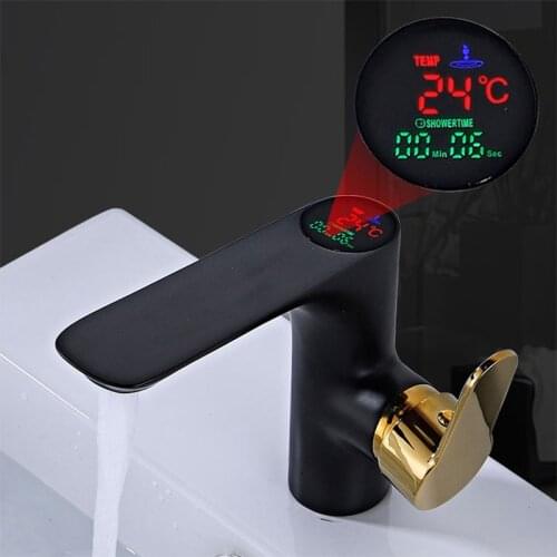 Intelligent LED Digital Temperature Basin Faucet Brass Mixer Hot Cold Kitchen Sink Splash Proof Tap Toilet Bathroom Accessories