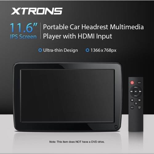XTRONS 11.6 inch IPS Screen Portable Car Headrest Multimedia Player HDMI Input Speaker USB SD Slot support 1080P Video