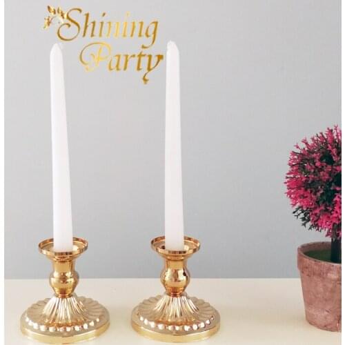 2Pcs/Lot, H8cm(3.15") Golden Metal Candle Holders, Ornament Candle Stand, Candlestick, Wedding Party Christmas Home Decoration