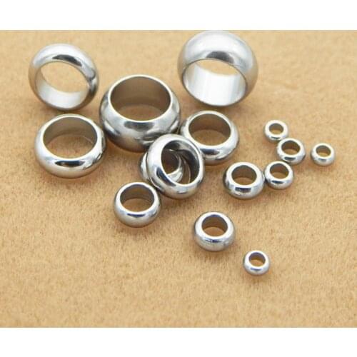 1 Pack/lot Hole Size 2 2.5 3 4 5 6 7 8mm Stainless Steel Spacer Stopper Rondelle Beads for DIY Necklace Bracelets Jewelry Making