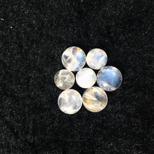 100% Natural Rainbow Moonstone Bead Cabochon 6mm 8mm10mm 12mm Round Gem CAB Ring Face,Flat Bottom 2piece/pack