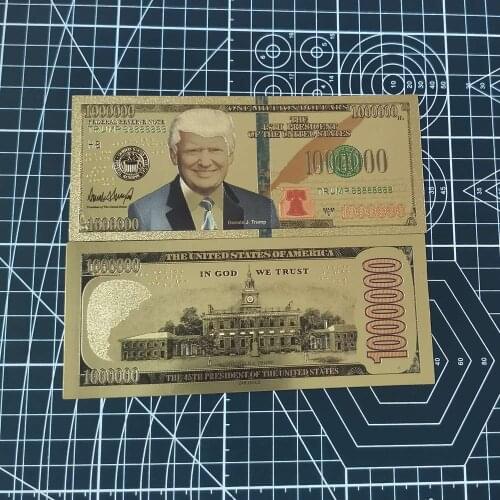 1000000 Donald Trump Dollar Gold Foil Banknote Keep America Great Again