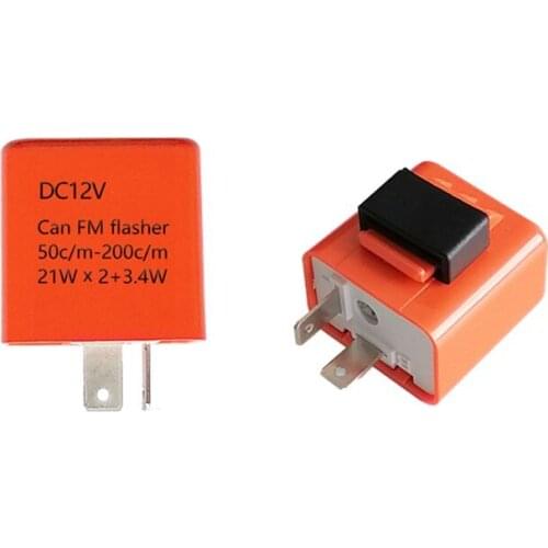 2x Motorcycle Turn Signal Hyper Flash Relay Universal Electronic Adjustable Frequency Blinker Indicator LED Flasher 2Pin 12V DC