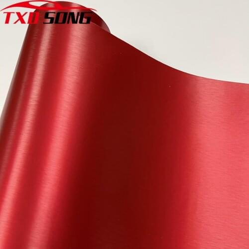 50cm*300cm Chrome Matt Metallic Brushed Red Vinyl Film Sticker Metal Brushed Aluminum Car Wrap Foil Wrapping