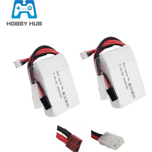 7.4V 4200mAh 5C 2S Lipo Battery High-voltage Receiver power 5t 5sc for ELK-RACING Baja Rc Car Model Lipo battery 4200mah 7.4v