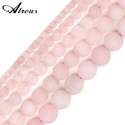 Pink Crystal 4-12mm Matte Fashion Atreus New Natural Stone Round Beads For Jewelry Making Suitable For Men Or Women
