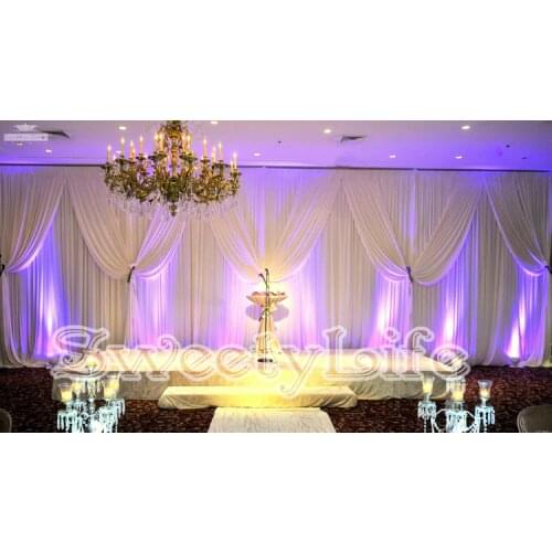 Pure White wedding Backdrop drapery decoration with wonderful swags party props