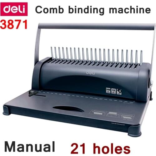 Deli 3871 Manual Comb binding machine office Financial plastic aprons rings binding machine 21 holes 350 pages capacity