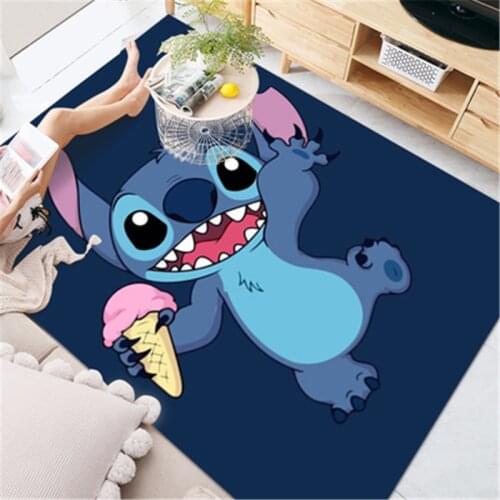 80x160cm Disney Stitch Kids Playmat Washable Carpet Rug for Living Room Printing Children Floor Pads Kid Bedroom Rug