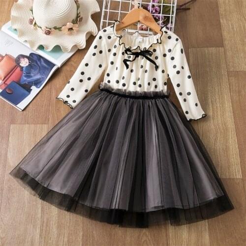 Kids Autumn Dress for Girls Polka Dots Dress 3-8 Years Girls Party Dress Costume Cotton Long Sleeve Casual Children School Wear