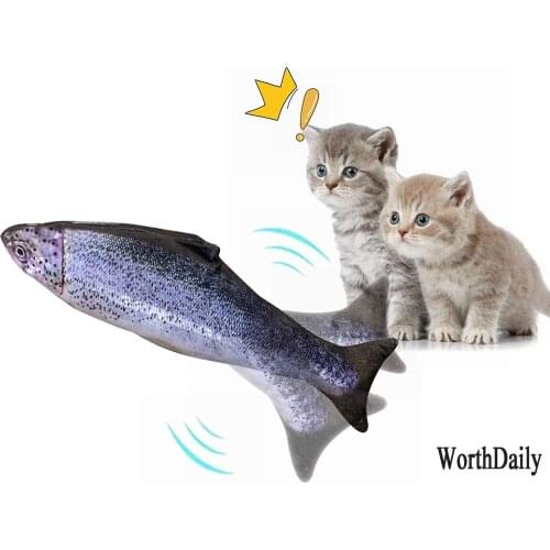 Electric Moving Simulation Fish Shape Plush Doll Pet Toys Interactive Chew Bite Supplies Catnip Electric Fish Toys