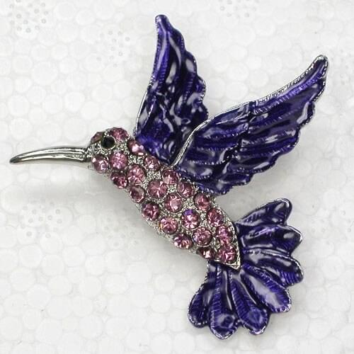 Light Purple Rhinestone Enamel Bird Pin brooches Fashion Corsage Jewelry gift C2107 D1