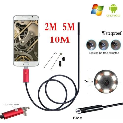 Endoscope 7mm HD 2m 5m 10m USB Android 2 In 1 Adapter Inspection Tube Phone Endoscopio Camera OTG IP67 Waterproof Endoskop