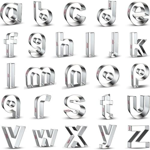 ZADE Lowercase Cookie Cutter for Kids Birthday Party Biscuit Fondant Letter Cookie Cutters - Stainless Steel