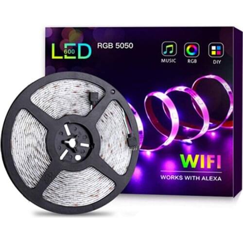 Led Flexible Strip Light 5M 300leds Wifi RGB Strip Support Voice Control 3G 4G 5G Smart Phone APP Control For Home Decoration