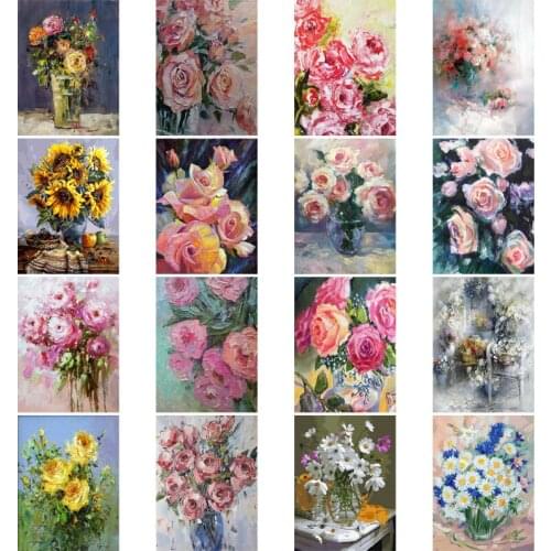 5D Diy Diamond Painting Flower Vase Cross Stitch Kits Full Drill Embroidery Mosaic Rose Picture of Rhinestones Gift Home Decor