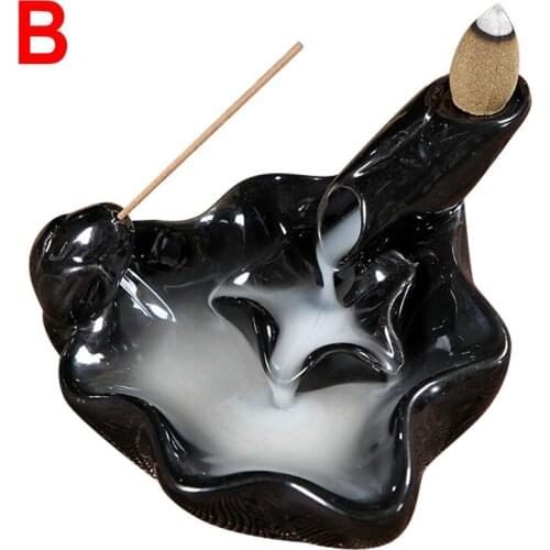 Backflow Censer Smoking Flow Ceramic Incense Holder Decoration for Home Garden STTA889