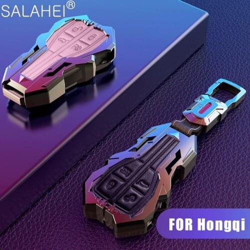 Zinc alloy Leather Car Key Case Cover For Hongqi HS5 H5 H9 HS7 H7 L5 HS3 L9 Car Styling Protection Key Shell Car Accessories