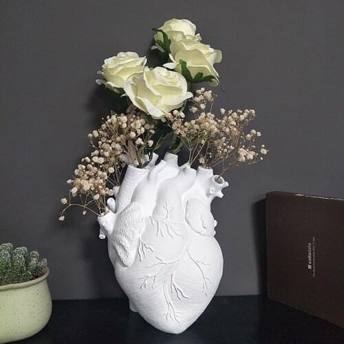 Creative Vase Anatomical Heart Shape Flower Vase Nordic body art vase Sculpture Desktop Flower Pot Home Decor Ornament Gifts
