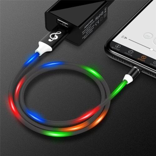 LED Magnetic Micro USB Cable For Samsung S10 S9 Fast USB Type C Charging Charge Cable USB C Magnet Charger Mobile Phone Cable