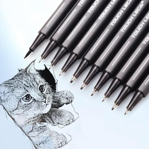 10 Pcs/Set Waterproof Pigment Fine Liner Sketch Pen Black Needle Drawing Marker Pen Professional Micron Pen School Stationery