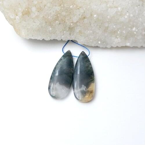 Moss Agate fashion woman Earring Bead,41x15x5mm,10.5g