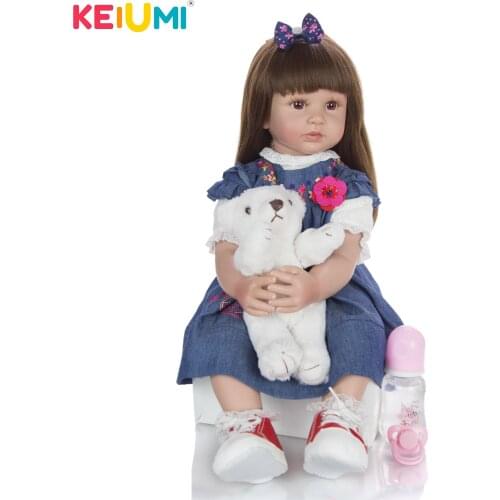 KEIUMI Reborn Baby Doll 24 Inch 60 CM Stuffed Soft Silicone Doll Baby Reborn Dolls Toy Handmade Gifts To Childrens Birthday