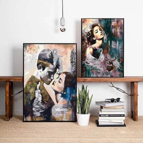 Nordic Abastract Woman Man Portrait Poster Quadro Canvas Painting Poster Print Cuadros Wall Art Picture for Living Room Unframed