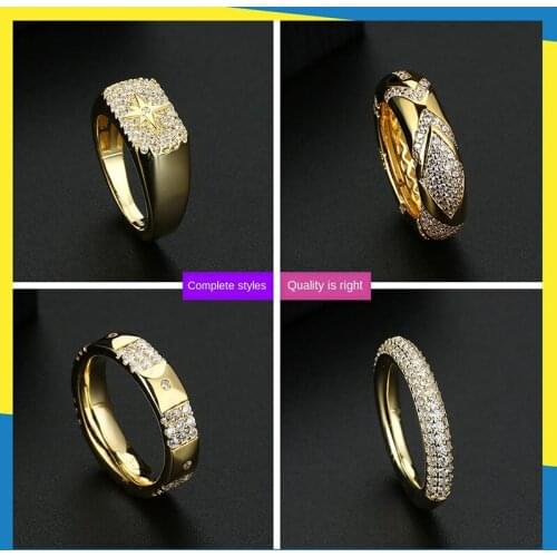 2020 new 18K golden geometric hexagon star diamond ring simple retro fresh women can wear brand jewelry luxury exquisite charm