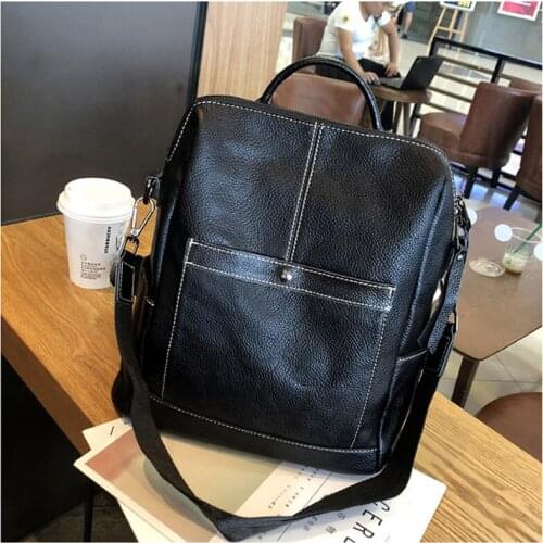 2021 New Fashion Leather Women Backpack School Backpacks Zipper School Bag for Girls Large Capacity Females Travel Bag Y42