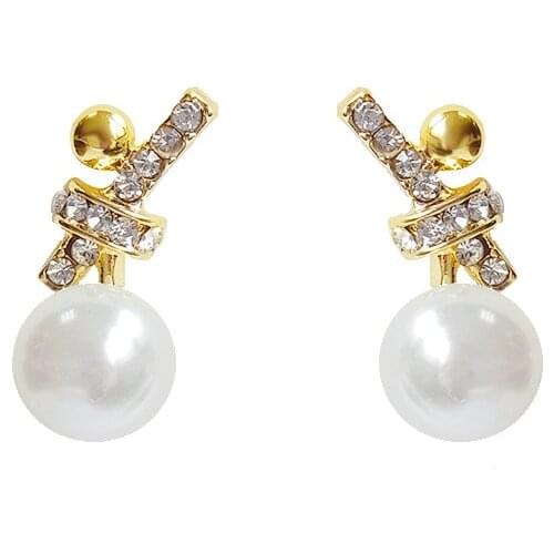 New Earrings Fashion Jewelry Bow Simulation Pearl Temperament Small Earrings Wholesale Aretes De Mujer Earrings For Women